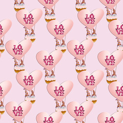 Cute Valentine`s day gnome seamless pattern, perfect to use on the web or in print