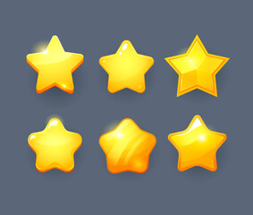 Vector star icons set. Collection icon design for game, ui, banner, design for app, interface, game development. Cartoon isolated vector star