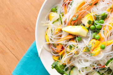 healthy and refreshing mango and noodle summer salad