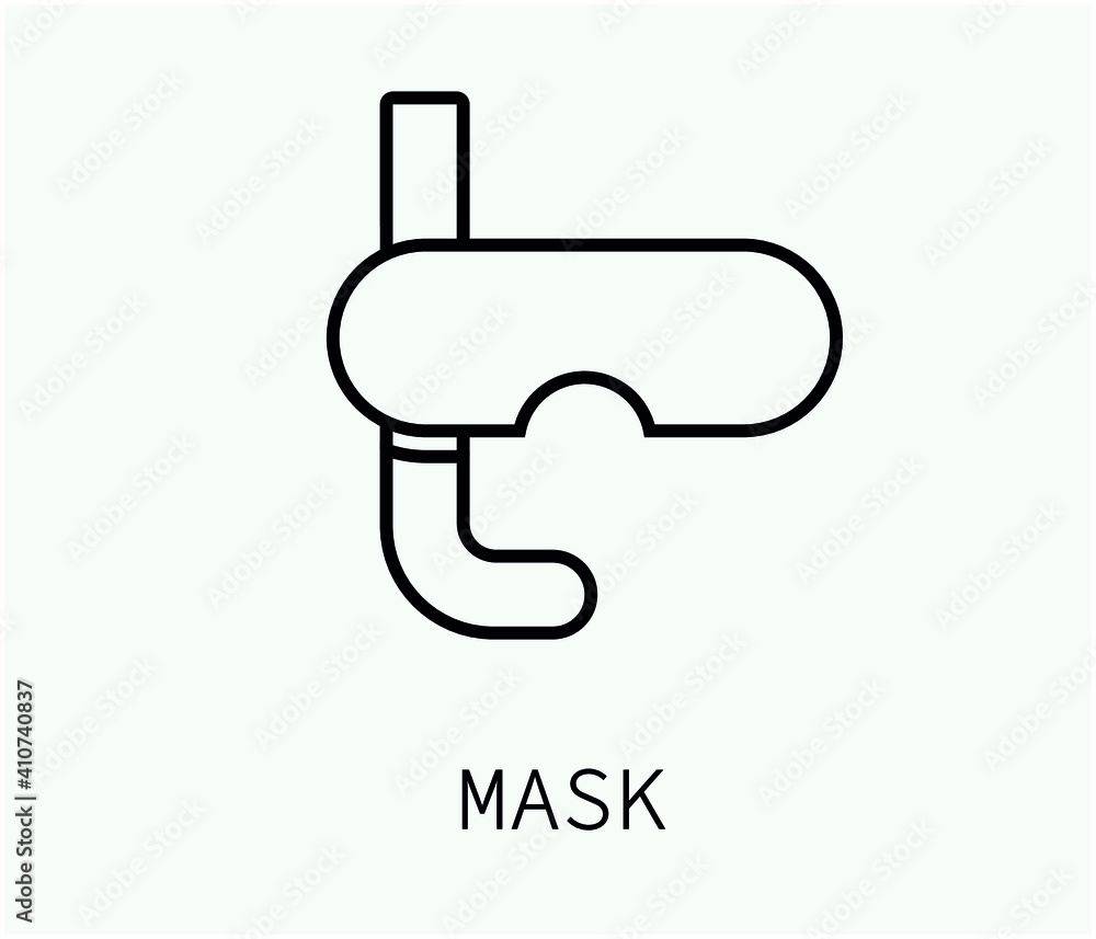 Poster snorkel mask vector icon. editable stroke. symbol in line art style for design, presentation, websit
