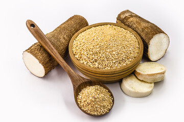 alternative flour, vegan food, typical of Brazil, made with cassava. Typical south american root