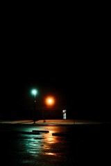 Night Shot School Yard Eerie Lens Flare Light Post