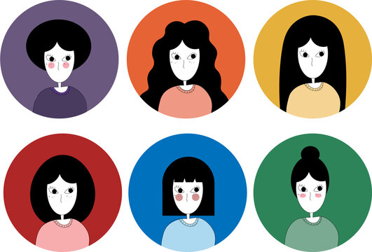 user profile, characters, Persona for user research, vector avatar, many faces, women	