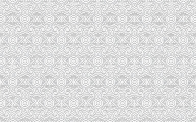Ethnic convex geometric white background in doodling style. Embossed volumetric 3D pattern for wallpaper, presentations.
