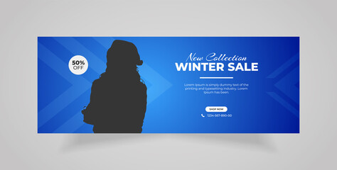 Winter fashion sale   social media post, web banner, and Facebook cover template