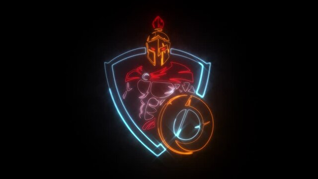 Spartan Warrior with Shield Animated Logo Loop Graphic Element