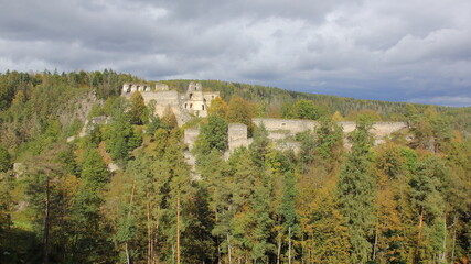 Ruins of catle D&iacute;vč&iacute; K&aacute;men (South Bohemia, Czechia)
