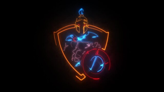 Spartan Warrior with Shield Animated Logo with Reveal Effect