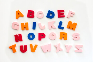 Obraz premium Alphabet of multicolored letters in different positions