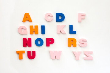 Incomplete alphabet of multicolored letters