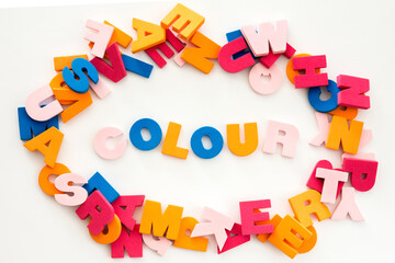 Word made up of multicolored letters