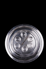 Cup glass chalice tumbler to put on back of human body filled with alcohol and fired up. Alternative natural therapy