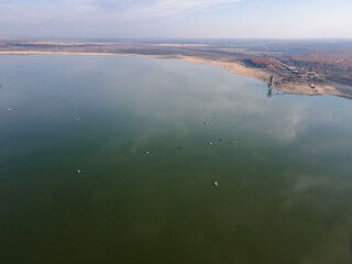 Aerial view of Pyasachnik (Sandstone) Reservoir, Bulgaria