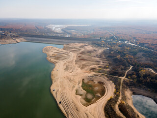 Aerial view of Pyasachnik (Sandstone) Reservoir, Bulgaria