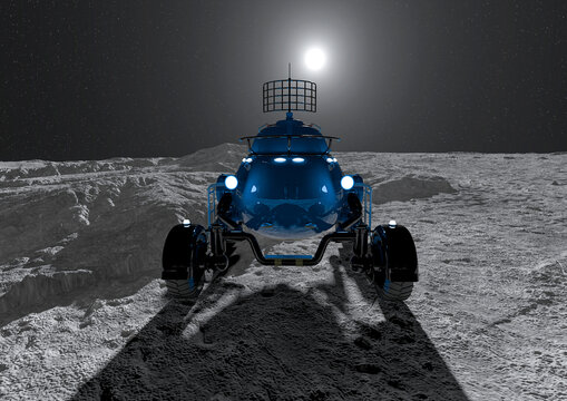 Lunar Roving Vehicle On The Moon Rear View