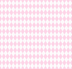 Valentines day Argyle plaid. Scottish pattern in pink and white rhombuses. Scottish cage. Traditional Scottish background of diamonds. Seamless fabric texture. Vector illustration