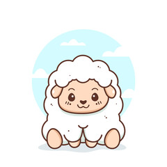 cute happy little white lamb