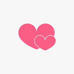 Two heart icons, isolated vector love