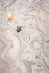 Closeup of a pattern in the sand on the beach