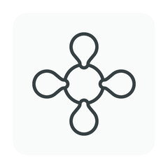 Methane molecule model vector icon. Molecular structure and bonding of chemical compound with atom of carbon-hydrogen CH4. Part of natural gas and greenhouse gas. That fuel and energy for combustion.