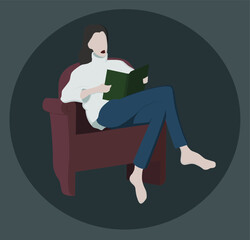 woman read a book on the chair