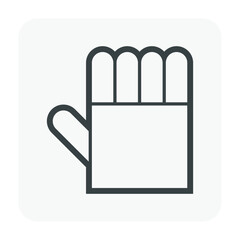 Leather gloves or welding gloves vector icon. Item is a personal protective equipment (PPE) to protect hands of welder from the hazard of welding, cutting and grinding. With heat resistance material.