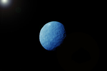 Ice planet on a dark background. Elements of this image were furnished by NASA.
