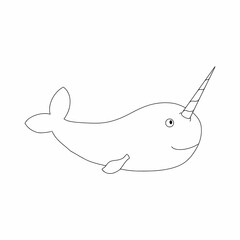 narwhal, vector, cute, graphic, icon, unicorn, whale, horn, marine life, sea, ocean, water, fish, graphics, design, illustration, icon, sign, symbol, element, sticker, illustration, sketch, drawing © Полина Екимова