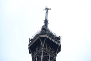 A closeup on the Eiffel Tower the 5th February 2021.
