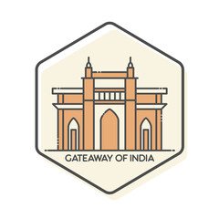 Fototapeta premium Gateway of India - Mumbai, India Lineal Icon. Landmark Buildings Icon Vector Illustration Concept.
