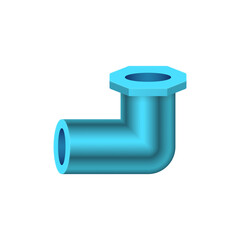 PVC plastic pipe fitting vector icon. 90 degree elbow adapter with slip socket opening 1 end and female NPT thread. Part for pipeline system, plumbing, sewage, drainage, waste, vent and water supply.