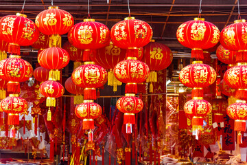 Naklejka premium chinese new year lantern, chinese stytle decoration for spring festival sold in shop
