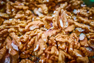 Heap of peeled walnuts image