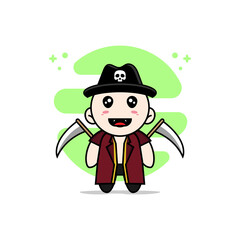 Cute lawyer character design wearing angel of death costume.