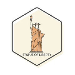 Statue of Liberty - New York U.S.A Lineal Color Icon. Landmark Buildings Icon Vector Illustration Concept.