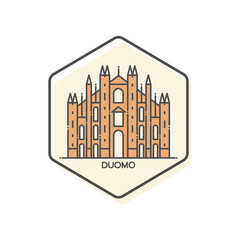 Duomo Cathedral - Milan, Italy Lineal Icon. Landmark Buildings Icon Vector Illustration Concept.