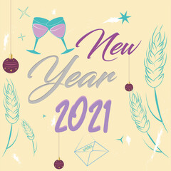 Happy new year 2021 card. Greeting card - Vector