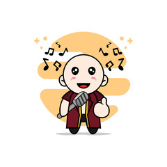 Cute lawyer character wearing singer costume.