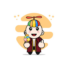 Cute lawyer character holding a ice cream.