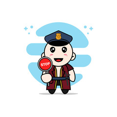 Cute lawyer character wearing police costume.