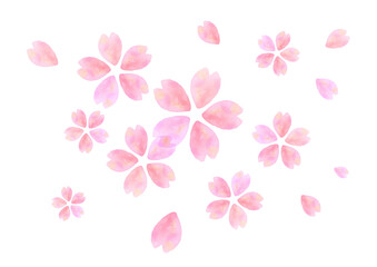 手書き　水彩　桜の花びら
