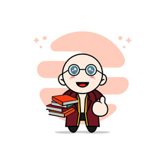 Cute lawyer character wearing librarian costume.