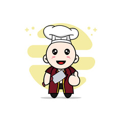Cute lawyer character wearing chef costume.