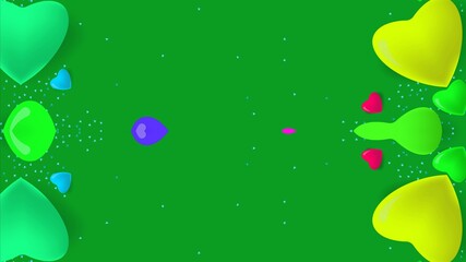 Symmetrical shapes of love pattern isolated on green background design concept