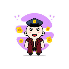 Cute lawyer character wearing police costume.