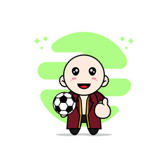 Cute lawyer character holding a ball.