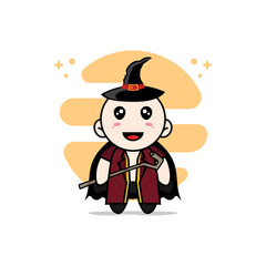 Cute lawyer character wearing witch costume.