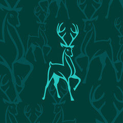Creative line art deer with variant color