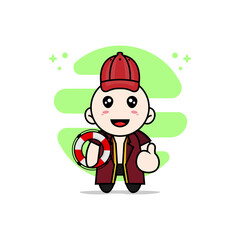 Cute lawyer character wearing Coast Guard costume.