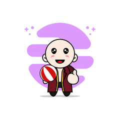 Cute lawyer character holding a ball.